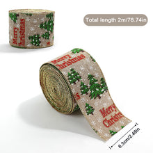 Load image into Gallery viewer, 2M/Roll Craft Ribbon Imitation Hemp Ribbon Wire Wire Edge Linen Ribbon Christmas Decoration Green and Red Snowflake Plaid Ribbon