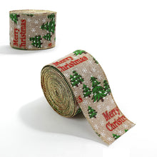 Load image into Gallery viewer, 2M/Roll Craft Ribbon Imitation Hemp Ribbon Wire Wire Edge Linen Ribbon Christmas Decoration Green and Red Snowflake Plaid Ribbon