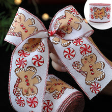 Load image into Gallery viewer, 2M/Roll Craft Ribbon Imitation Hemp Ribbon Wire Wire Edge Linen Ribbon Christmas Decoration Green and Red Snowflake Plaid Ribbon