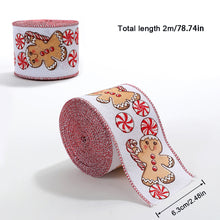 Load image into Gallery viewer, 2M/Roll Craft Ribbon Imitation Hemp Ribbon Wire Wire Edge Linen Ribbon Christmas Decoration Green and Red Snowflake Plaid Ribbon