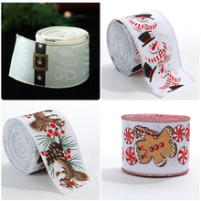Load image into Gallery viewer, 2M/Roll Craft Ribbon Imitation Hemp Ribbon Wire Wire Edge Linen Ribbon Christmas Decoration Green and Red Snowflake Plaid Ribbon