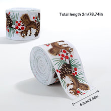Load image into Gallery viewer, 2M/Roll Craft Ribbon Imitation Hemp Ribbon Wire Wire Edge Linen Ribbon Christmas Decoration Green and Red Snowflake Plaid Ribbon