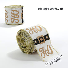 Load image into Gallery viewer, 2M/Roll Craft Ribbon Imitation Hemp Ribbon Wire Wire Edge Linen Ribbon Christmas Decoration Green and Red Snowflake Plaid Ribbon