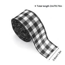 Load image into Gallery viewer, 2M/Roll Craft Ribbon Imitation Hemp Ribbon Wire Wire Edge Linen Ribbon Christmas Decoration Black and White Snowflake Plaid Ribbon