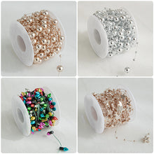 Load image into Gallery viewer, 5M/Roll 10M/Roll Christmas Tree Pearl String Imitation Pearl Beads Chain Metallic Gold Bead Wire Trim for DIY Garland Wedding Party Decor