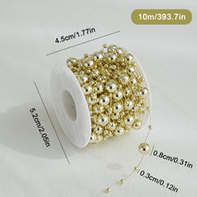Load image into Gallery viewer, 5M/Roll 10M/Roll Christmas Tree Pearl String Imitation Pearl Beads Chain Metallic Gold Bead Wire Trim for DIY Garland Wedding Party Decor