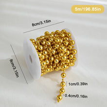 Load image into Gallery viewer, 5M/Roll 10M/Roll Christmas Tree Pearl String Imitation Pearl Beads Chain Metallic Gold Bead Wire Trim for DIY Garland Wedding Party Decor