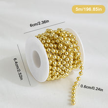 Load image into Gallery viewer, 5M/Roll 10M/Roll Christmas Tree Pearl String Imitation Pearl Beads Chain Metallic Gold Bead Wire Trim for DIY Garland Wedding Party Decor