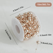 Load image into Gallery viewer, 5M/Roll 10M/Roll Christmas Tree Pearl String Imitation Pearl Beads Chain Metallic Gold Bead Wire Trim for DIY Garland Wedding Party Decor