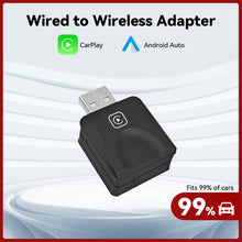 Load image into Gallery viewer, 2 in 1 USB Mini Wireless Carplay Adapter for Apple iOS and Android Auto Smart Box Plug and Play Bluetooth 5.0 For Peugeot Kia Volkswagen Toyota