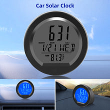 Load image into Gallery viewer, 2 In 1 Car Interior Solar Clock LCD Digital Time Watch Auto Clocks Thermometer with Backlight Digital Display Car Accessories
