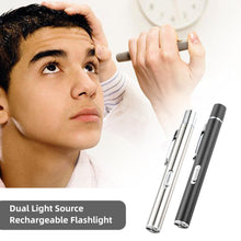 Load image into Gallery viewer, Portable Medical Handy LED Pen Light Flashlight Mini USB Rechargeable Dentist Nurse Torch with Stainless Steel Clip