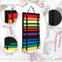 Load image into Gallery viewer, Wall Mounted Taekwondo Belt Display Rack 12 Belts Karate Belt Display Rack Hang Karate Belt Display Martial Arts Belts Organizer