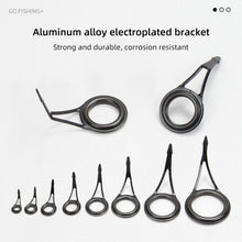 Load image into Gallery viewer, 8Pcs 8-size Stainless steel Fishing Rod Guide Rod for Octopus And Blackhead Fish Sauce Top Ring Repair Kit Lure Fishing Accessories