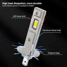 Load image into Gallery viewer, 1PC H1 H3 H7 Car LED Headlight Bulb 50W CSP Car Automobile Headlamp Fanless Light Auto Diode Fog Lamps 12V 6000K 
