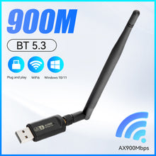 Load image into Gallery viewer, USB WiFi Adapter Dual Band Bluetooth 5.3 2 in 1 Wi-Fi 6 Dongle Wireless Receiver For PC/Laptop Driver Free For Win10/11 AX900