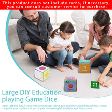 Load image into Gallery viewer, Learning Cubes Pocket Classroom Dices DIY Education Playing Game Dices Teaching Stacking Blocks with 6Pcs Clear Pocket