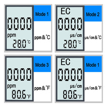 Load image into Gallery viewer, 1PC White Digital Water Quality Tester TDS EC Meter Range 0 to 9990 Conductivity Water Purity Temperature TEMP PPM Tester