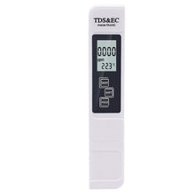 Load image into Gallery viewer, 1PC White Digital Water Quality Tester TDS EC Meter Range 0 to 9990 Conductivity Water Purity Temperature TEMP PPM Tester