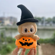 Load image into Gallery viewer, Halloween Pumpkin Clothes For 17cm Labubu Doll Clothes Fashion Doll Bat Wing Pumpkin Clothes with Hat Dolls Accessories