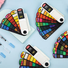 Load image into Gallery viewer, 18/24/36/42 Solid Watercolor Pigment Set Foldable Travel WaterColor With Water Brush Pen Art Specific Fan Shaped Painting Tool