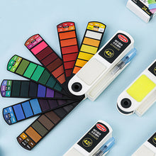 Load image into Gallery viewer, 18/24/36/42 Solid Watercolor Pigment Set Foldable Travel WaterColor With Water Brush Pen Art Specific Fan Shaped Painting Tool