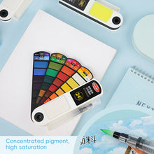 Load image into Gallery viewer, 18/24/36/42 Solid Watercolor Pigment Set Foldable Travel WaterColor With Water Brush Pen Art Specific Fan Shaped Painting Tool