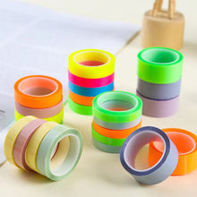 Load image into Gallery viewer, 5 Rolls 5 Colors Transparent Fluorescent Index Tabs Flags 5m Sticky Notes Paper Stickers Notepad Bookmark Stationery School Office Supplies