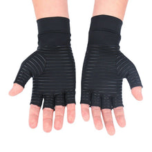 Load image into Gallery viewer, Copper Fiber Half-finger Pressure Gloves Copper Ammonia Knitted Gloves Anti-slip Outdoor Rehabilitation Training Copper Ion Gloves