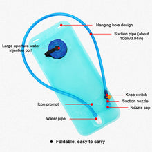 Load image into Gallery viewer, Portable 2L Folding Water Bag with Drinking Tube Sports Backpack Bicycle Riding Hydration Food Grade Outdoor Camping Water Bag