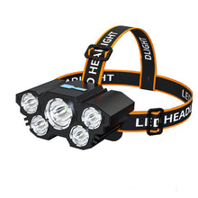 Load image into Gallery viewer, 5LED Strong Long-range Headlight USB Charging Outdoor Night Fishing Waterproof Camping Work Headlight