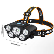 Load image into Gallery viewer, 5LED Strong Long-range Headlight USB Charging Outdoor Night Fishing Waterproof Camping Work Headlight