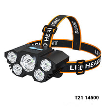 Load image into Gallery viewer, 5LED Strong Long-range Headlight USB Charging Outdoor Night Fishing Waterproof Camping Work Headlight