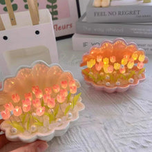 Load image into Gallery viewer, Shell Tulip Night Light DIY Home Decor LED Night Lamp Bedroom Atmosphere Light Decoration Bedside Lamps Creative Valentine Christmas Birthday Kids Gift