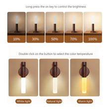 Load image into Gallery viewer, Intelligent Wooden LED Night Light Magnetic Portable Lamp USB Charging Night Lamp Staircase Corridor Bedroom Closet light Bedside Atmosphere Light