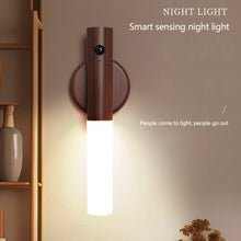 Load image into Gallery viewer, Intelligent Wooden LED Night Light Magnetic Portable Lamp USB Charging Night Lamp Staircase Corridor Bedroom Closet light Bedside Atmosphere Light