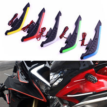 Load image into Gallery viewer, 2Pcs Motorcycle Front Side Spoiler Winglets Aerodynamic Wing Set Fixed Wind Wings with LED Lights and Adhesive Decoration Sticker