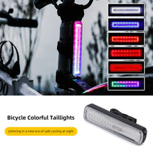 Load image into Gallery viewer, RGB LED USB Cycling Tail Light 750 mAh Bicycle Lights Memory Mode Rainbow Warning Waterproof Helmet Scooter Rear Taillight