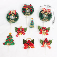Load image into Gallery viewer, 10Pcs Cake Topper Christmas Theme Plastic Fruit Picks Cupcake Topper Cake Insert Cards For Party Decoration Supplies Cake Decoration