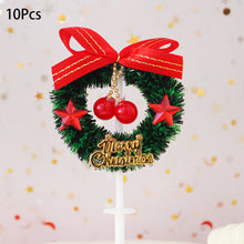 Load image into Gallery viewer, 10Pcs Cake Topper Christmas Theme Plastic Fruit Picks Cupcake Topper Cake Insert Cards For Party Decoration Supplies Cake Decoration