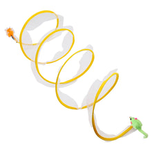 Load image into Gallery viewer, Folded Cat Spiral Tunnel Mouse Pendant Spring Toy S Type Cat Tunnel Tube Pet Collapsible Interactive Toy with Feather for Rabbit Kitten