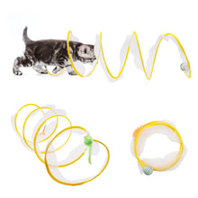 Load image into Gallery viewer, Folded Cat Spiral Tunnel Mouse Pendant Spring Toy S Type Cat Tunnel Tube Pet Collapsible Interactive Toy with Feather for Rabbit Kitten