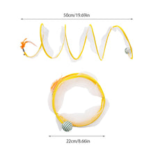 Load image into Gallery viewer, Folded Cat Spiral Tunnel Mouse Pendant Spring Toy S Type Cat Tunnel Tube Pet Collapsible Interactive Toy with Feather for Rabbit Kitten