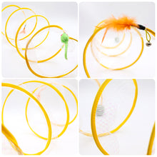 Load image into Gallery viewer, Folded Cat Spiral Tunnel Mouse Pendant Spring Toy S Type Cat Tunnel Tube Pet Collapsible Interactive Toy with Feather for Rabbit Kitten