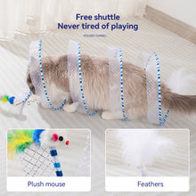 Load image into Gallery viewer, Folded Cat Spiral Tunnel Mouse Pendant Spring Toy S Type Cat Tunnel Tube Pet Collapsible Interactive Toy with Feather for Rabbit Kitten