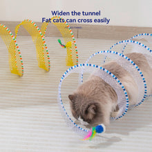 Load image into Gallery viewer, Folded Cat Spiral Tunnel Mouse Pendant Spring Toy S Type Cat Tunnel Tube Pet Collapsible Interactive Toy with Feather for Rabbit Kitten