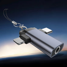 Load image into Gallery viewer, 1PC 3.5MM 2-IN-1 T-Type Digital Audio Converter Type-C/Lightning Dual Interface Design For Apple Samsung Huawei