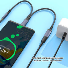 Load image into Gallery viewer, 1PC 10W 2-IN-1 Fast Charge Adapter Type-C To 3.5MM Earphone Audio Adapter For Apple 15 Samsung Huawei