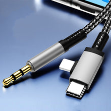 Load image into Gallery viewer, 1PC 2-IN-1 AUX Car Audio Cable 3.5MM To Type-C/Lightning For Apple Huawei Samsung