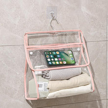 Load image into Gallery viewer, Waterproof Hanging Bathroom Bag Mobile Phone Clothing Storage Bag Cosmetic Storage Bag Transparent Wash Bag